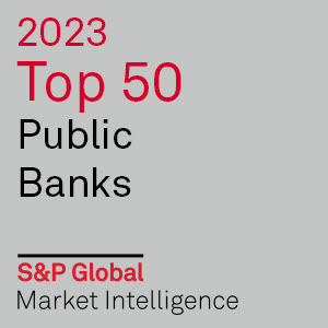 Award the reads 2023 Top 50 Pubnlic Banks. S&P Global Market Intelligence